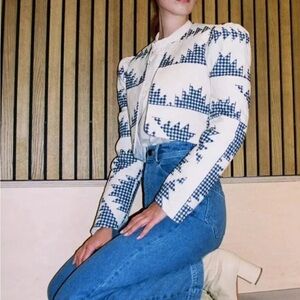 CAROLINE CONSTAS Bow Floral Patchwork Linen Jacket M